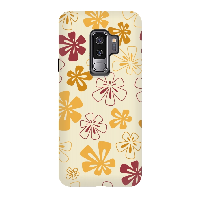 Galaxy S9 plus StrongFit Gold Funky Flowers by Paula Ohreen