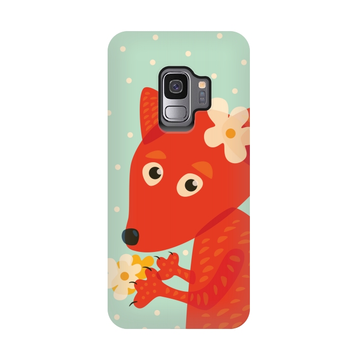 Galaxy S9 StrongFit Cute Fox With Flowers by Boriana Giormova