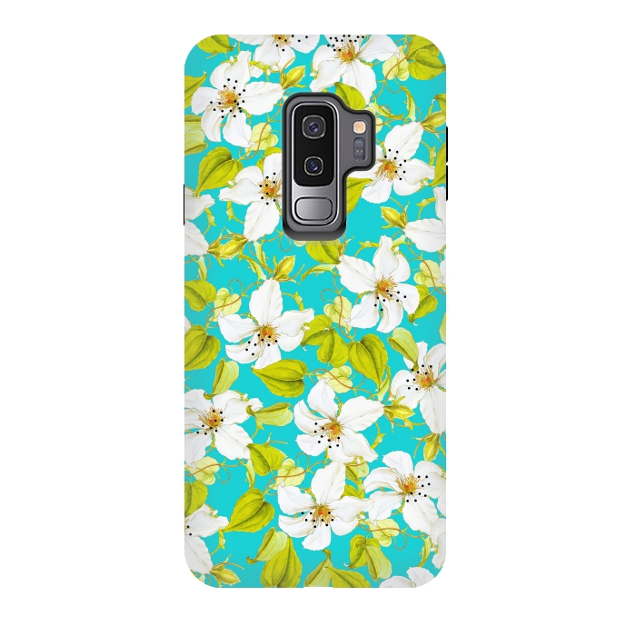 Galaxy S9 plus StrongFit White Floral by Uma Prabhakar Gokhale