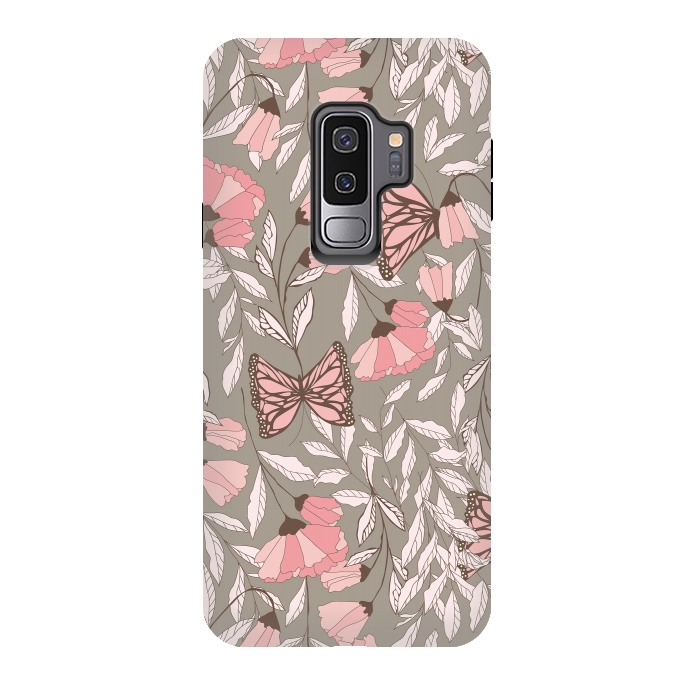 Galaxy S9 plus StrongFit Romantic Butterflies Gray by Jelena Obradovic
