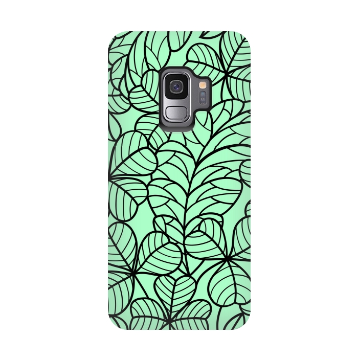 Galaxy S9 StrongFit BLACK GREEN PATTERN by MALLIKA