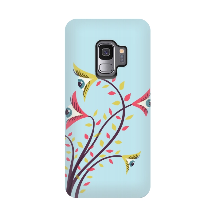 Galaxy S9 StrongFit Weird Colorful Watching Eyes Flowers by Boriana Giormova