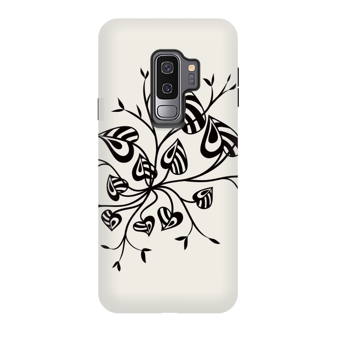 Galaxy S9 plus StrongFit Abstract Black And White Floral With Pointy Leaves by Boriana Giormova