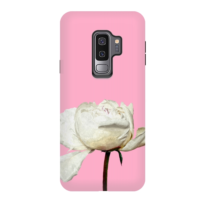 Galaxy S9 plus StrongFit White Peony Pink Background by Alemi