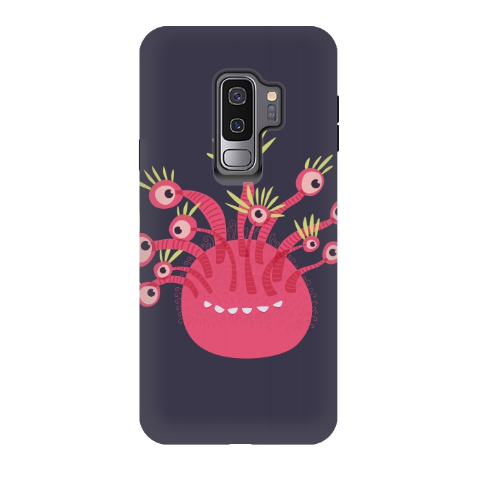 Galaxy S9 plus StrongFit Funny Pink Monster With Eleven Eyes by Boriana Giormova