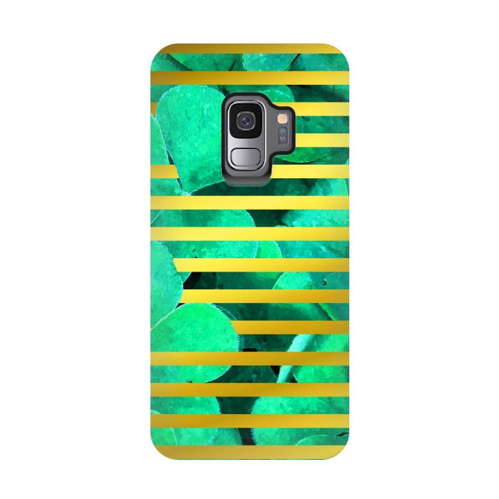 Galaxy S9 StrongFit Clover and Gold Stripes Geometric Illustration by Alemi