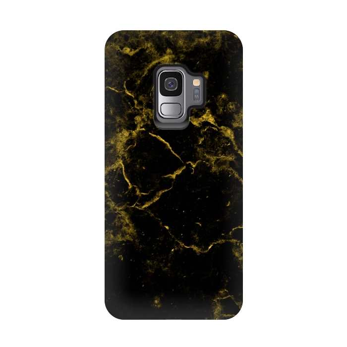 Galaxy S9 StrongFit Black and Gold Marble by Alemi