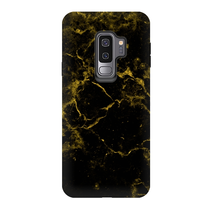 Galaxy S9 plus StrongFit Black and Gold Marble by Alemi