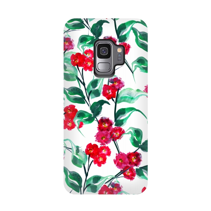 Galaxy S9 StrongFit Tropical Watercolor Flower Pattern VII by Bledi