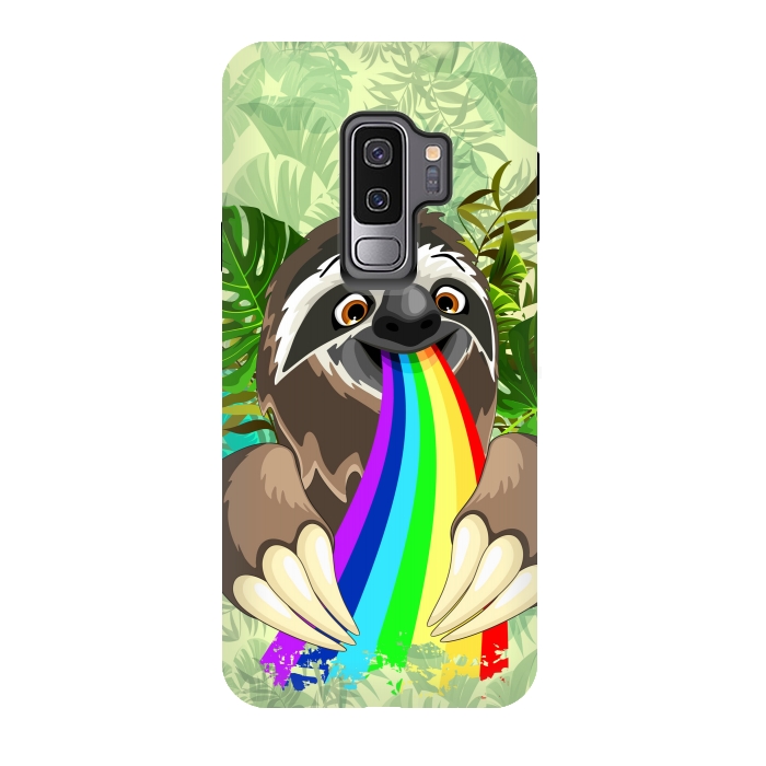 Galaxy S9 plus StrongFit Sloth Spitting Rainbow Colors by BluedarkArt