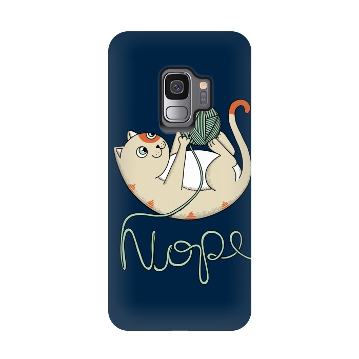 Galaxy S9 StrongFit Cat Nope Blue by Coffee Man