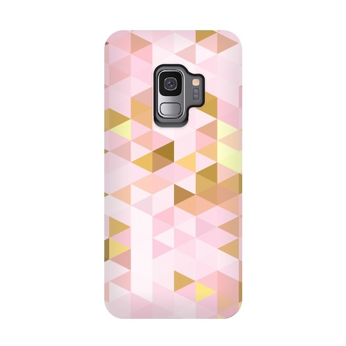 Galaxy S9 StrongFit Pink and Rose Gold Marble Triangle Pattern by  Utart