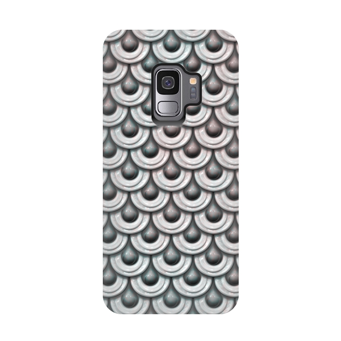 Galaxy S9 StrongFit Shiny Teal And Pink Metal Scales by Andrea Haase