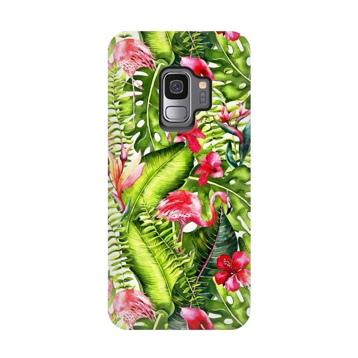 Galaxy S9 StrongFit Flower Jungle and Flamingo  by  Utart