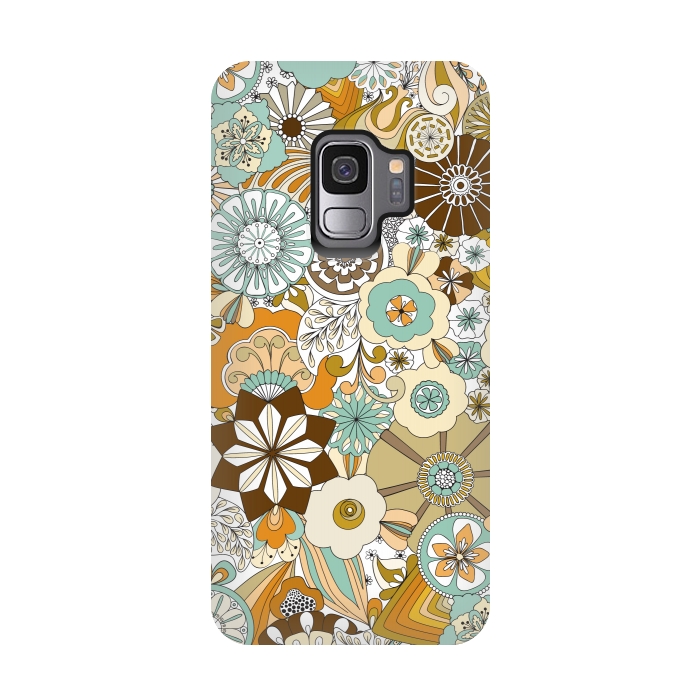 Galaxy S9 StrongFit Flowers, Flowers Everywhere Retro Colors by Paula Ohreen
