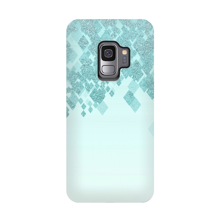 Galaxy S9 StrongFit Turquoise Faux Glitter Diamonds by Andrea Haase