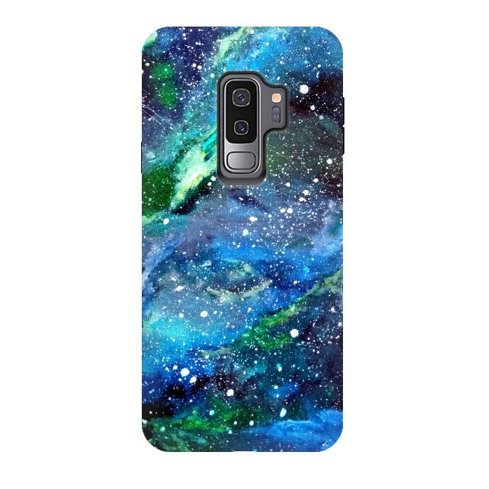 Galaxy S9 plus StrongFit Galaxy in Blue and Green by Gringoface Designs