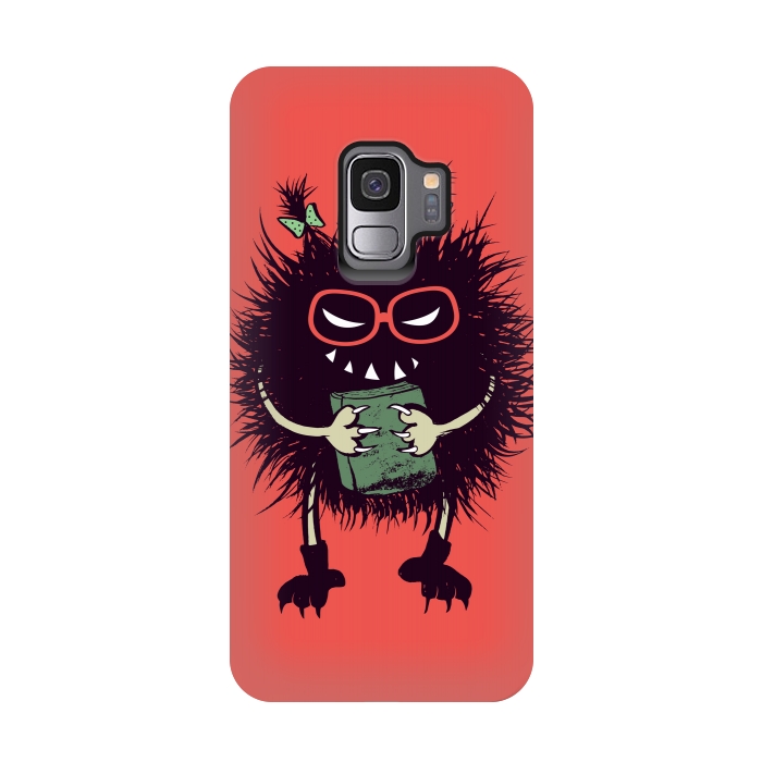 Galaxy S9 StrongFit Geek Evil Bug Character Loves Reading by Boriana Giormova