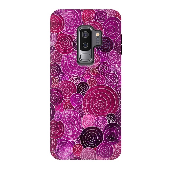 Galaxy S9 plus StrongFit Pink and Purple Metal Foil Circles  by  Utart