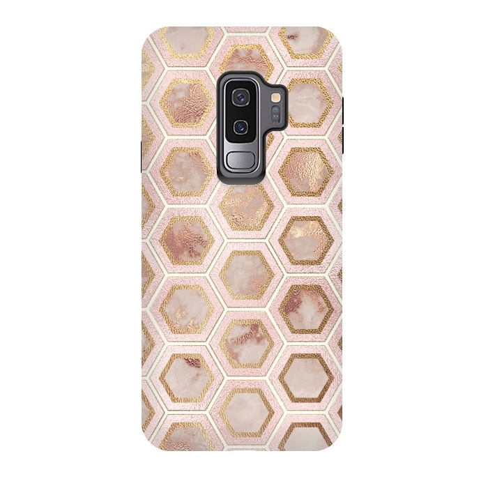 Galaxy S9 plus StrongFit Marble and Rose Gold Honeycomb Pattern by  Utart
