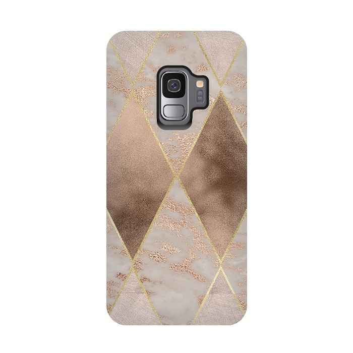 Galaxy S9 StrongFit Marble Rose Gold Argyle Pattern by  Utart