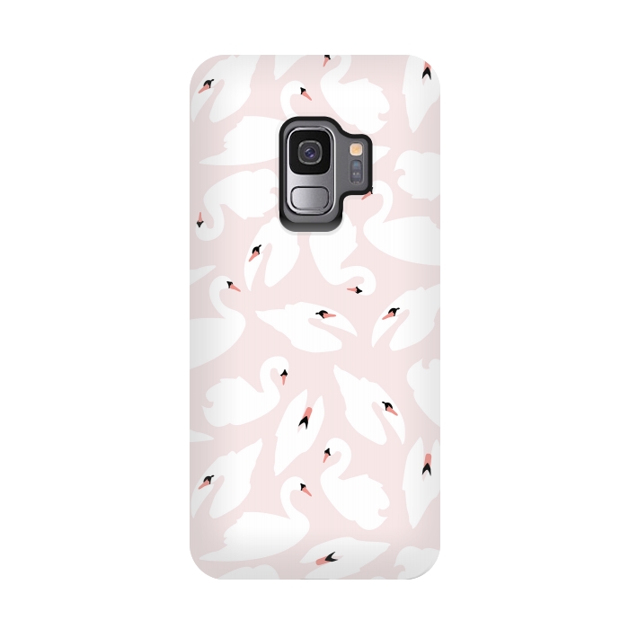 Galaxy S9 StrongFit Swan Pattern on Pink 030 by Jelena Obradovic