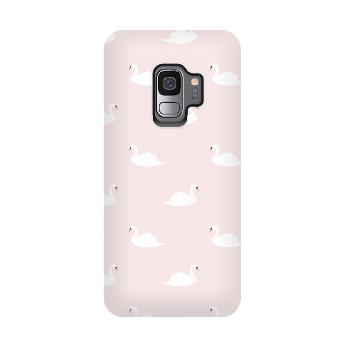 Galaxy S9 StrongFit Swan pattern on pink 033 by Jelena Obradovic