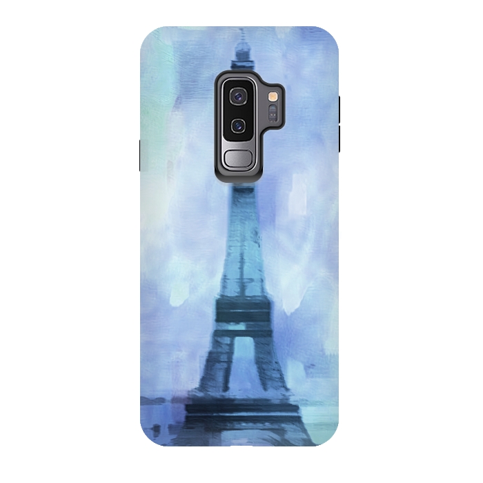 Galaxy S9 plus StrongFit Blue Paris Watercolor  by Andrea Haase