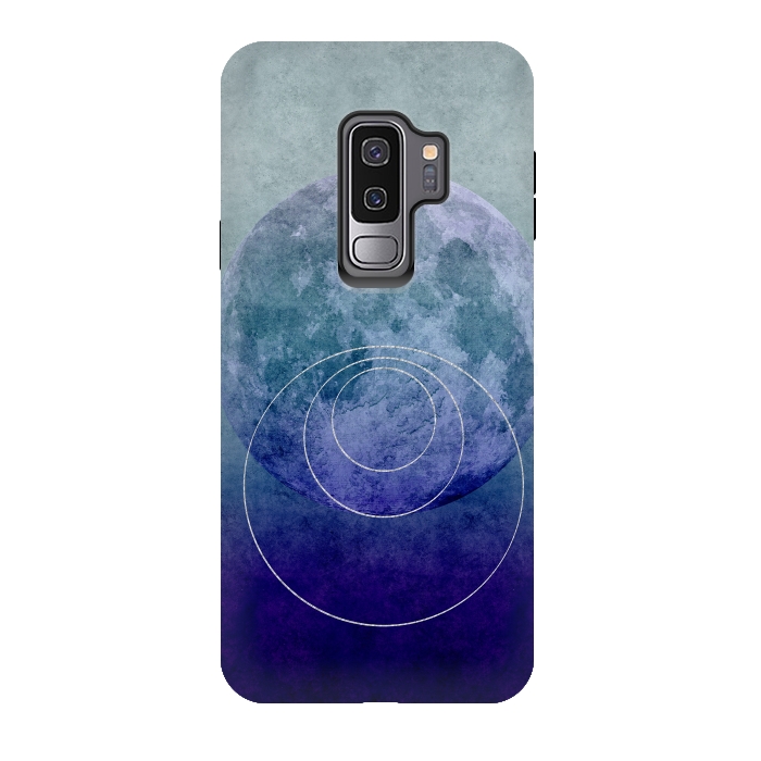 Galaxy S9 plus StrongFit Blue Abstract Moon by Andrea Haase