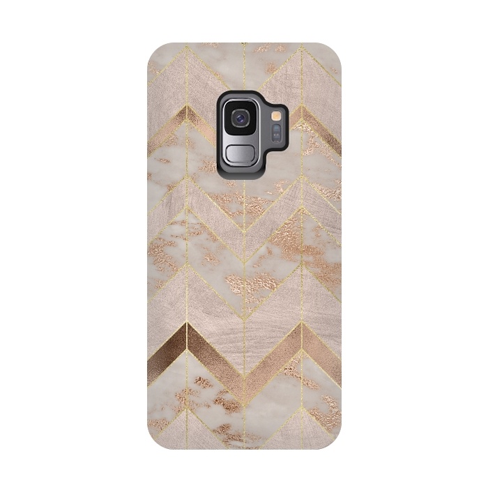 Galaxy S9 StrongFit Marble Rosegold Chevron by  Utart