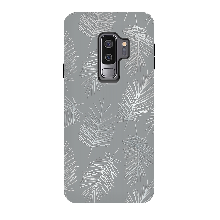 Galaxy S9 plus StrongFit Silver Palm Leaves by Andrea Haase