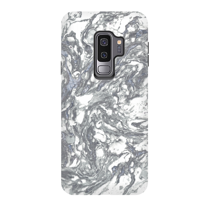 Galaxy S9 plus StrongFit Grey Blue Marble by Andrea Haase