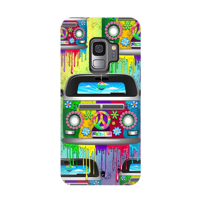 Galaxy S9 StrongFit Hippie Van Dripping Rainbow Paint by BluedarkArt