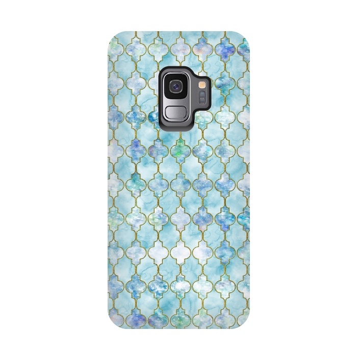 Galaxy S9 StrongFit Blue Moroccan Shapes Pattern  by  Utart