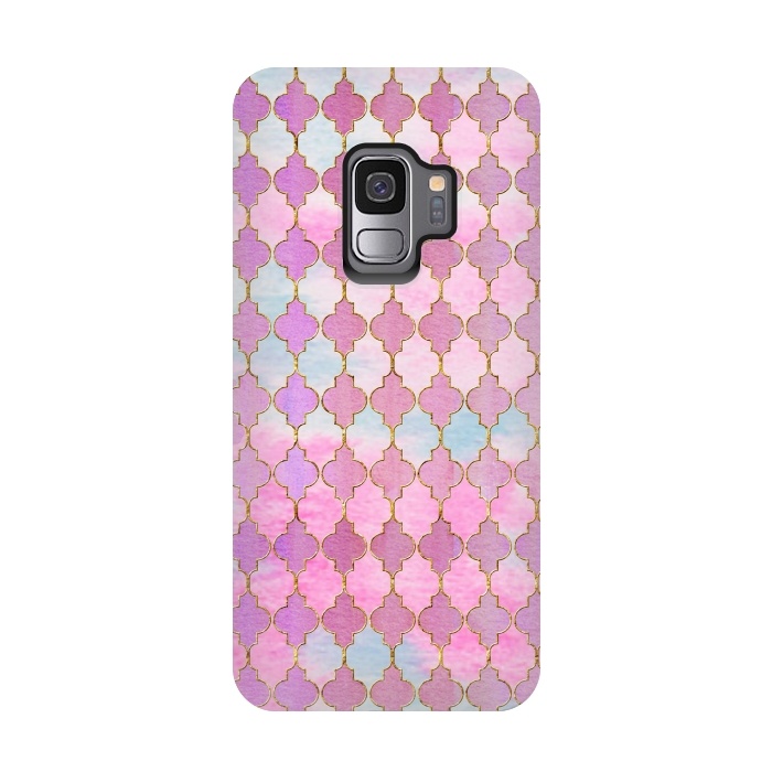 Galaxy S9 StrongFit Multicolor Pink Moroccan Shapes Pattern  by  Utart