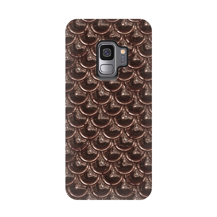 Galaxy S9 StrongFit Brown Copper Metal Scales by Andrea Haase