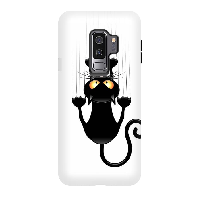 Galaxy S9 plus StrongFit Fun Cat Cartoon Scratching Wall by BluedarkArt