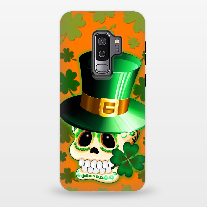 Galaxy S9 plus StrongFit St Patrick Lucky Irish Skull Cartoon  by BluedarkArt