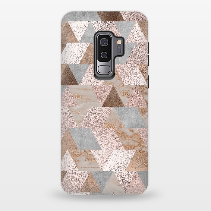 Galaxy S9 plus StrongFit Rose Gold and Copper Triangle Pattern by  Utart