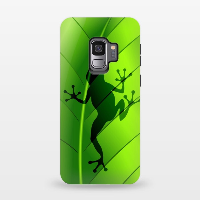 Galaxy S9 StrongFit Frog Shape on Green Leaf by BluedarkArt