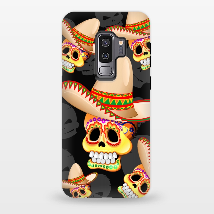 Galaxy S9 plus StrongFit Mexico Sugar Skull with Sombrero by BluedarkArt