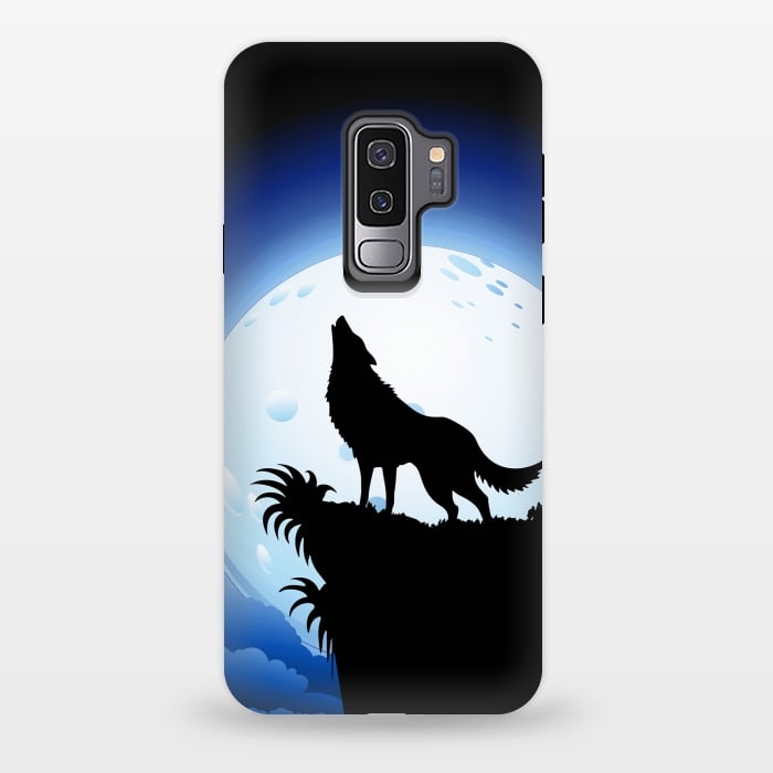 Galaxy S9 plus StrongFit Wolf Howling at Blue Moon by BluedarkArt