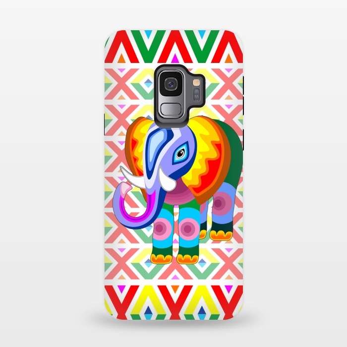 Galaxy S9 StrongFit Elephant Rainbow Colors Patchwork by BluedarkArt