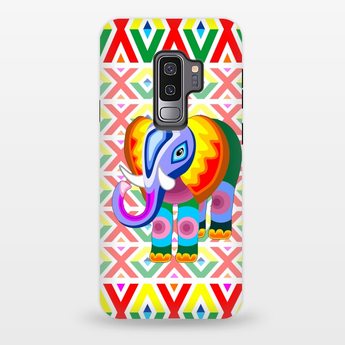 Galaxy S9 plus StrongFit Elephant Rainbow Colors Patchwork by BluedarkArt