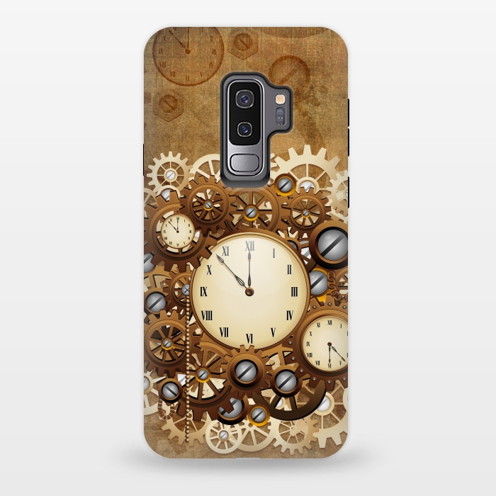 Galaxy S9 plus StrongFit Steampunk Clocks and Gears Vintage Style  by BluedarkArt