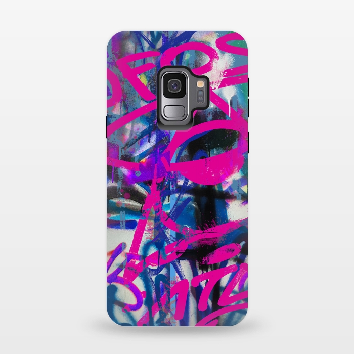 Galaxy S9 StrongFit Grafitti Writing Pink Blue by Andrea Haase