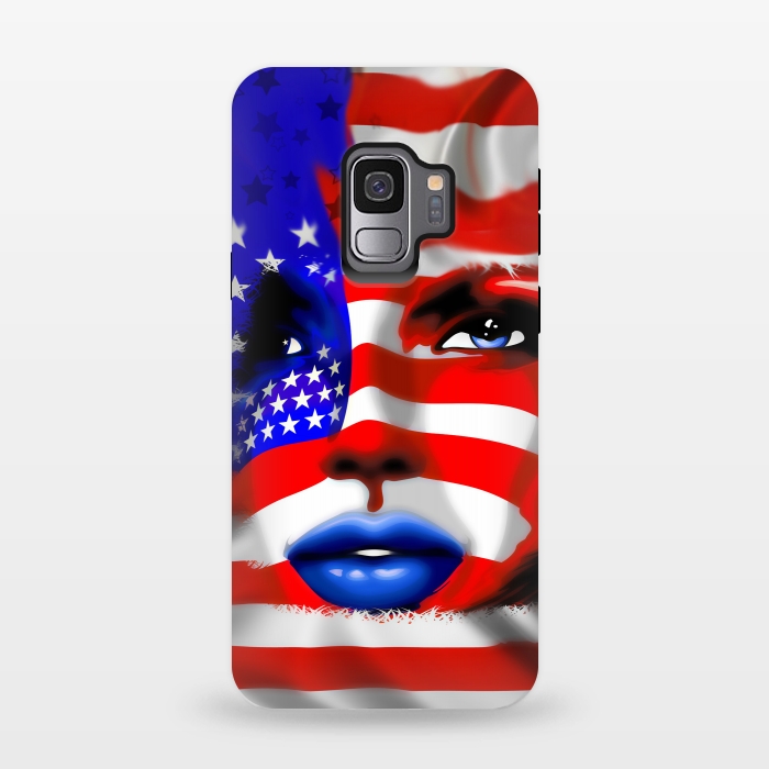 Galaxy S9 StrongFit Usa Flag on Girl's Face by BluedarkArt
