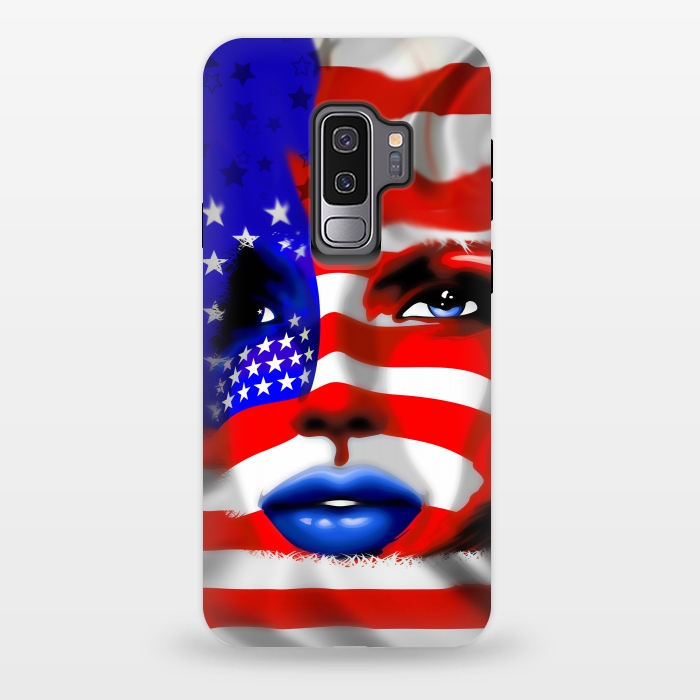 Galaxy S9 plus StrongFit Usa Flag on Girl's Face by BluedarkArt
