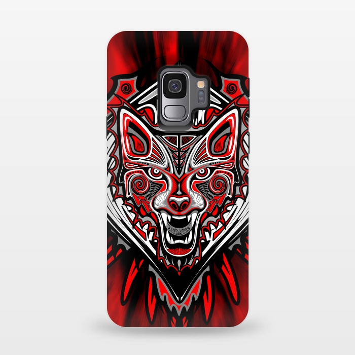 Galaxy S9 StrongFit Wolf Tattoo Style Haida Art by BluedarkArt