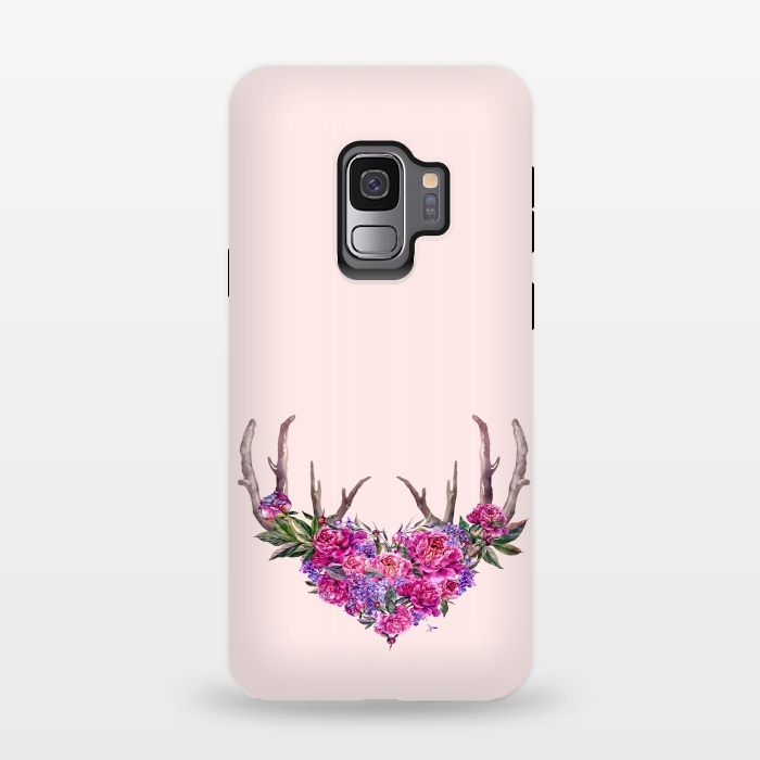 Galaxy S9 StrongFit Bohemian Watercolor Illustration - Heart and Antler by  Utart